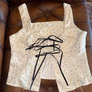 Altar'd State White Polka Dot Lace-Up Tank